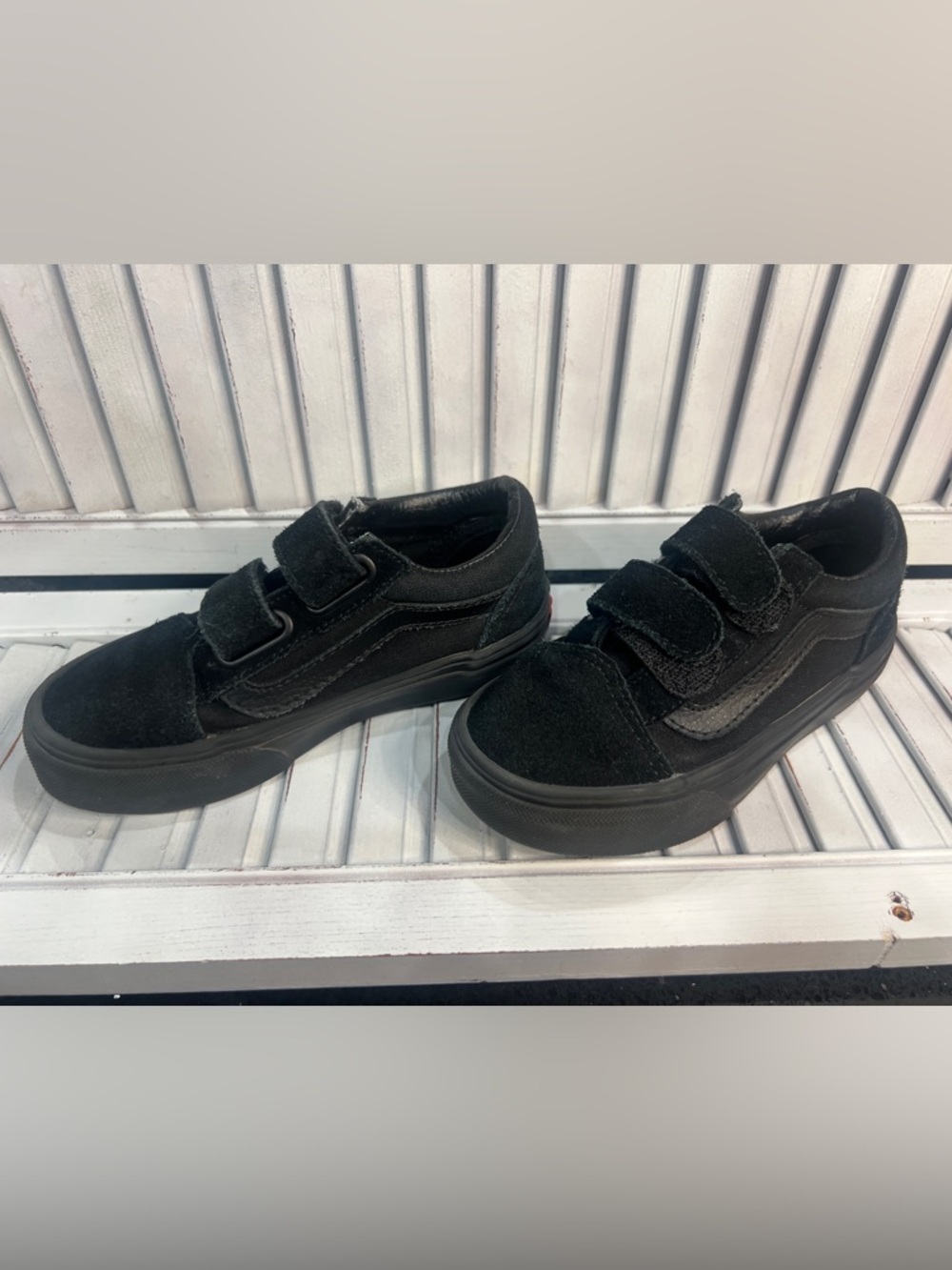 Vans Kids Black Velcro Skate Sneakers